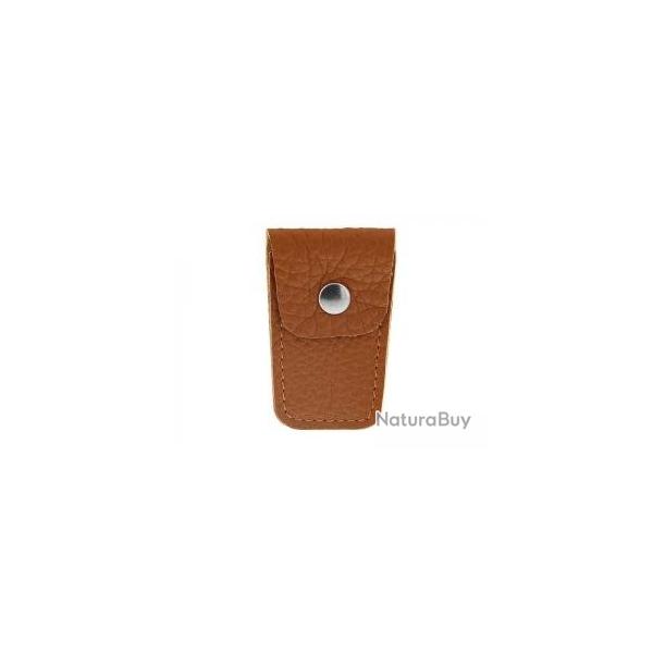 Etui cuir camel pour ciseaux pliants  NOGENT , HB 520, 10 cm inox (Rf. 6842).