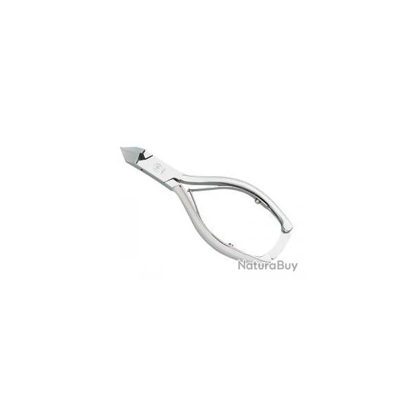Pince HB  ongles 14 cm, acier franais inox, mors obliques, double ressort et fermoir automatique.