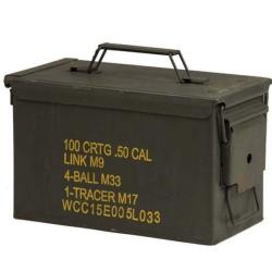 Boite Munitions m&eacute;tal US Arm&eacute;e Cal. 50/5.56 28x18x14cm