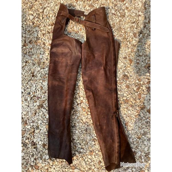 Chaps sur-pantalon cuir C. Godefroy Dupont Taille 2 Equitation chasse