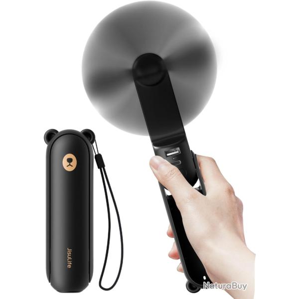 Ventilateur portatif avec batterie de secours 4500 mAh, autonomie maximale de 37 heures - USB-Noir