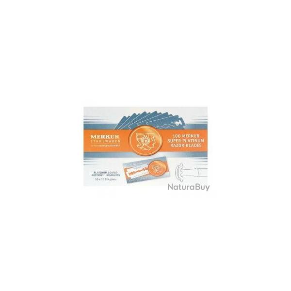 Bote de 100 lames  MERKUR  inox (10 paquets de 10 lames classiques).
