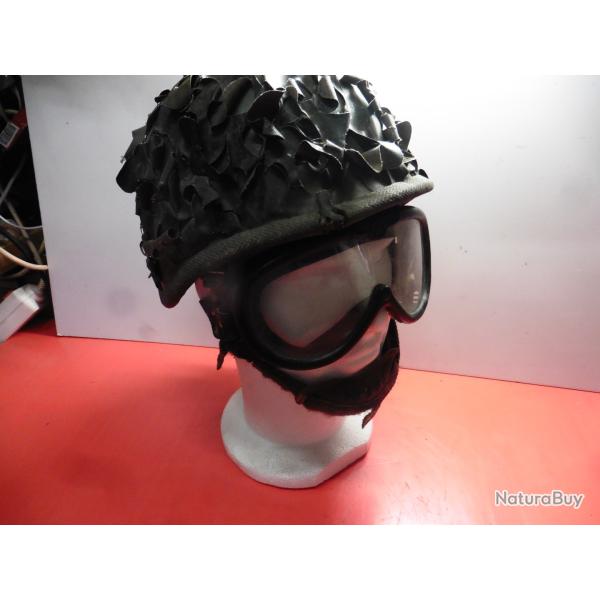 Casque de Para RPIMA avec couvre casque feuillage et lunettes de saut - Arme Franaise