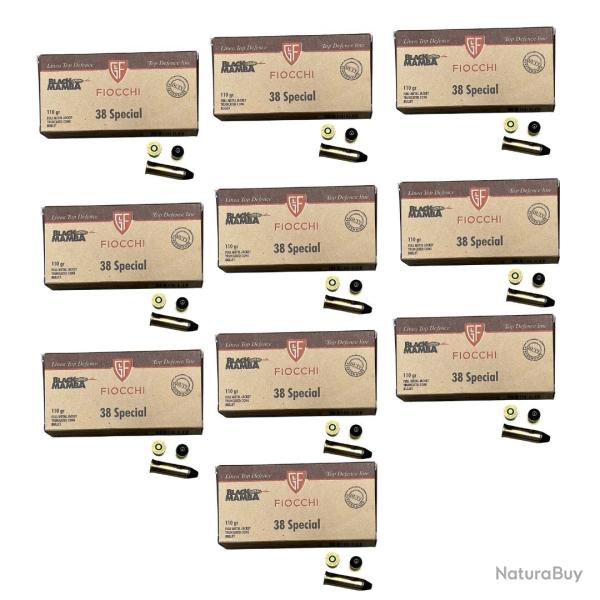 Cartouches FIOCCHI cal.38sp expansive fmjtc black mamba 110gr par 500