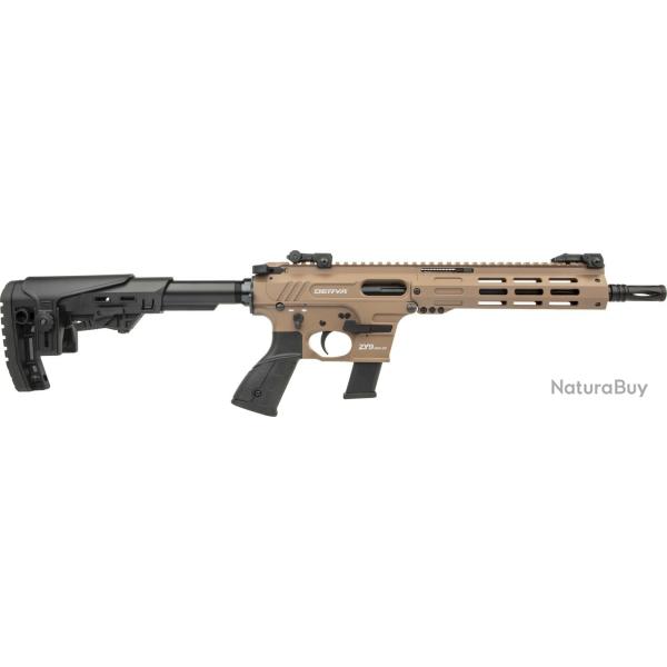 Carabine semi-automatique DERYA ZY9 fde cal.9x19 canon de 25.4cm 10+1 levier armement dual systme
