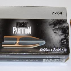 Cartouches Sellier & Bellot calibre 7X64 NOSLER PARTITION 175grs 11.35g x20