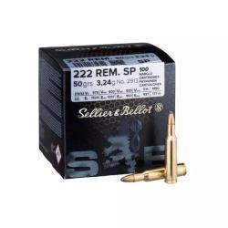 Cartouches Sellier & Bellot calibre 222R SP 50grs 3.24g x100