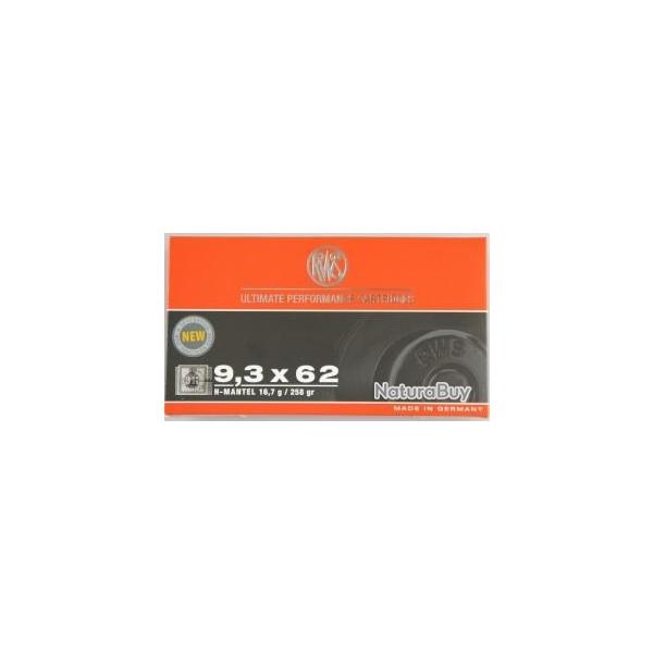 Cartouche RWS calibre 9.3X62 H MANTEL 16.7g 258grs x20