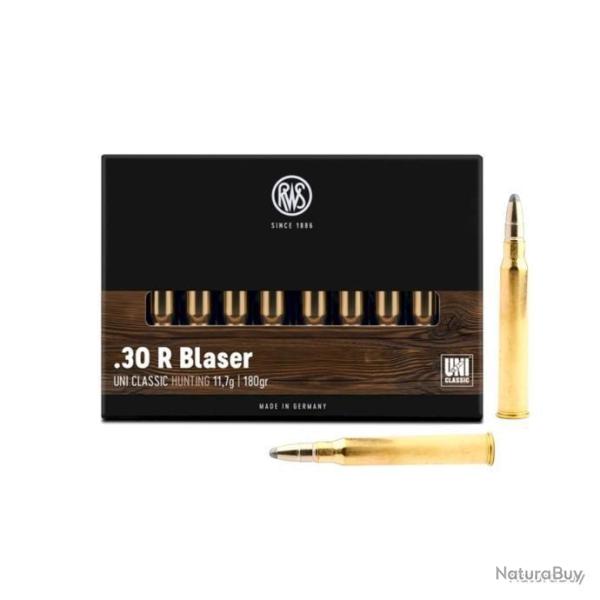 Cartouches RWS calibre 30R Blaser UNI Classic 11.7g 180grs x20