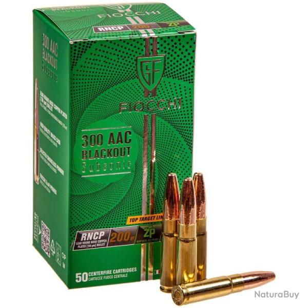 Cartouche FIOCCHI CALIBRE 300 BLACKOUT SUBSONIQUE RNCP 200GR X50