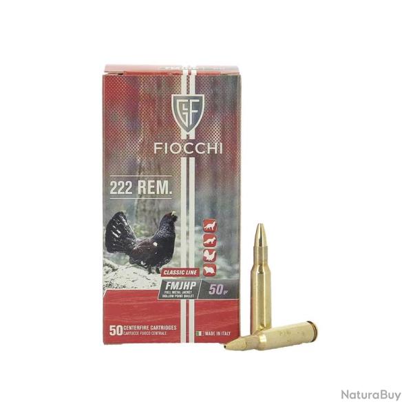 Cartouches FIOCCHI calibre 222REM FMJ HP 50Gr x50