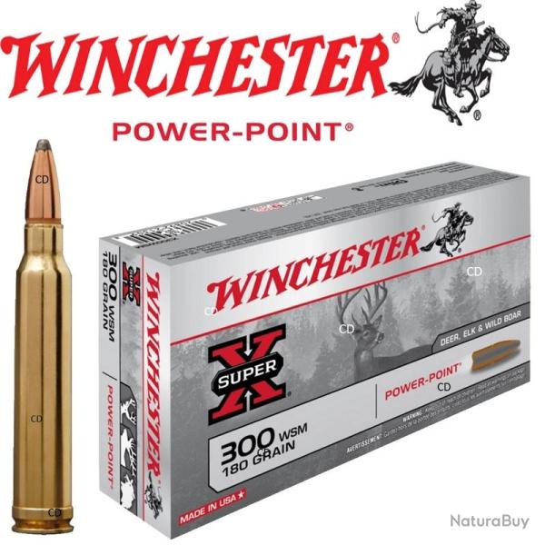 Cartouches WINCHESTER calibre 300WSM 180GR P.P x20