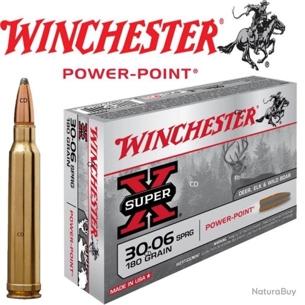 Cartouches WINCHESTER calibre 30-06 180GR Power Point x20