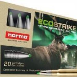 Cartouches NORMA calibre 9.3X62 16.2G ECOSTRIKE SANS PLOMB 250grs x20