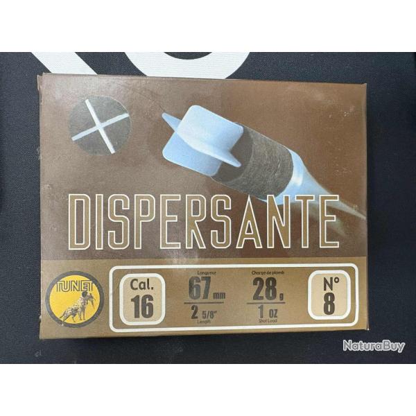 CARTOUCHES TUNET calibre 16/67mm DISPERSANTE n�8 x10