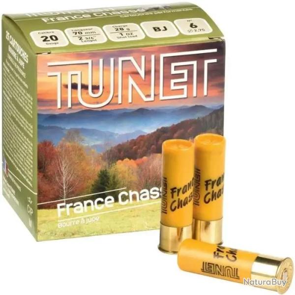 Cartouches TUNET calibre 20/70mm FRANCE CHASSE 28g BJ n�7 x25