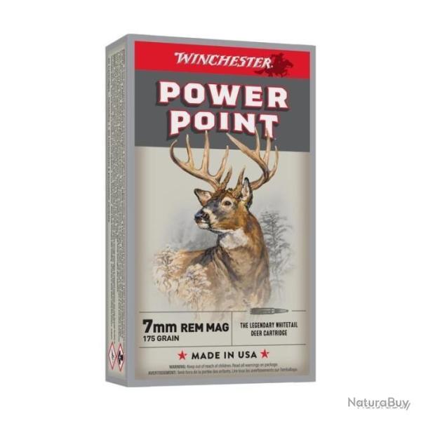 Cartouches WINCHESTER calibre 7mm REM MAG POWER-POINT - 175gr / x20