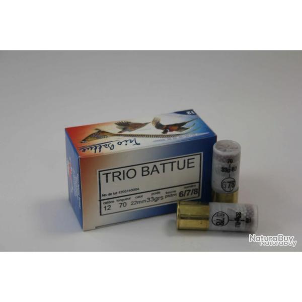 CARTOUCHE JOCKER TRIO BATTUE 33g calibre 12/70 bourre piston n6/7/8 x12
