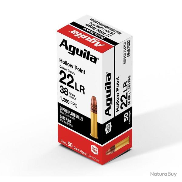 Cartouches AGUILA HOLLOW POINT CALIBRE 22LR HV 38GR X50
