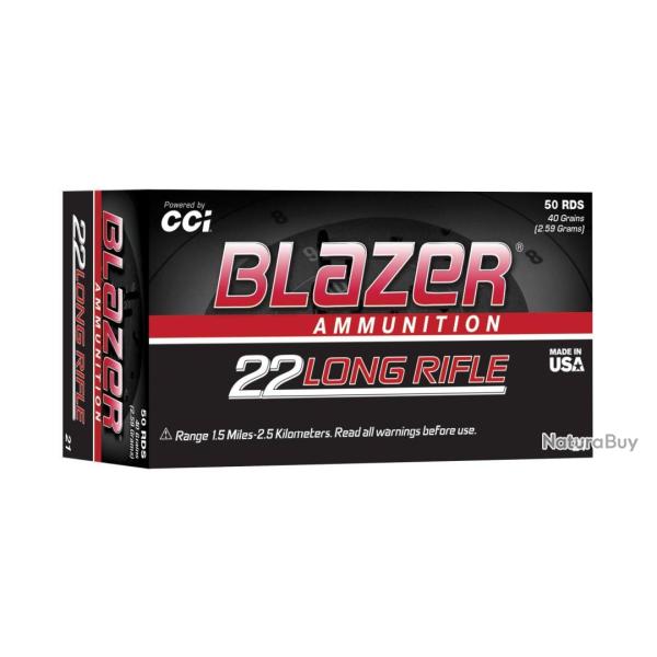 Cartouches CCI BLAZER calibre 22LR 40grs x50