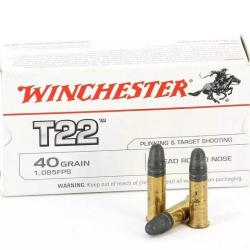 Cartouches WINCHESTER T22 calibre 22LR 40GR LRN x50