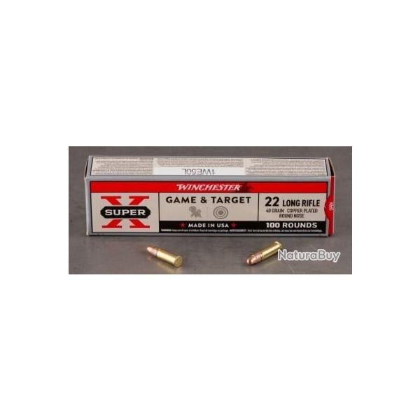 Cartouches WINCHESTER SUPER-X calibre 22LR 40GR COPPER PLATED LRN x100