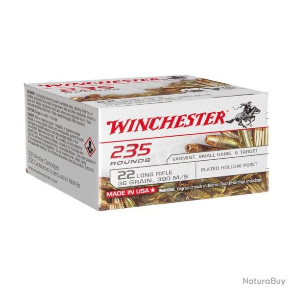 Cartouches WINCHESTER SUPER X calibre 22LR LHP COOPER PLATED x235