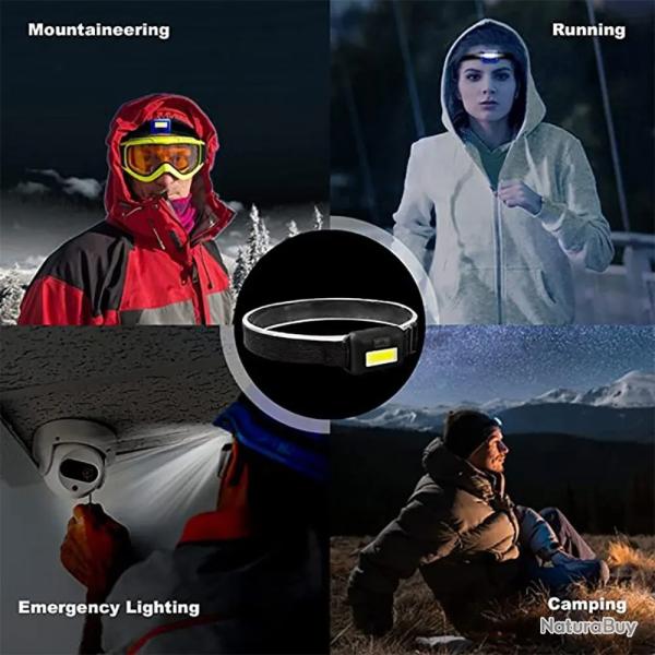 Lampe frontale C9 Camping Led Mini Phares Portable Cob �tanche 3 Interrupteur Modes