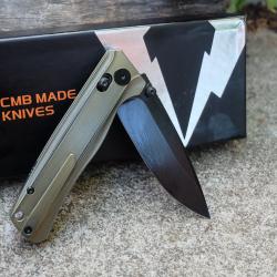 Couteau CMB Made Knives Braveman Lame Acier S35VN Manche Titane Bronze IKBS Axis Lock CMB17C