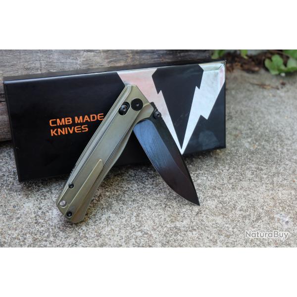 Couteau CMB Made Knives Braveman Lame Acier S35VN Manche Titane Bronze IKBS Axis Lock CMB17C