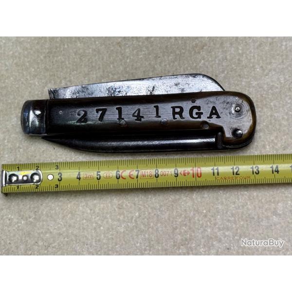 COUTEAU DE GUERRE  ANGLAIS  POUR LA FRANCE  MATRICUL�" R G A"  W W 1 /  W W 2