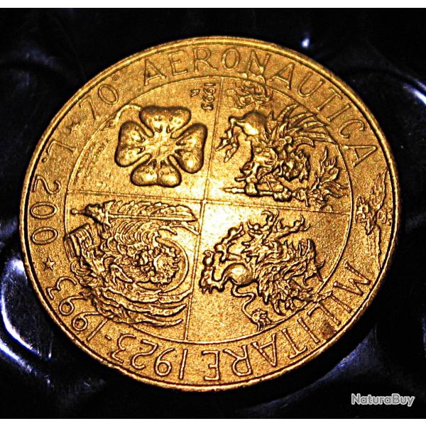 italie , 200 lires commemorative 1993 (aeronautica militaire) ttb
