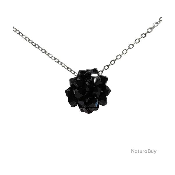 Collier Boule en Perles de Cristal Noir Fait Main Neuf * LIVRAISON GRATUITE *