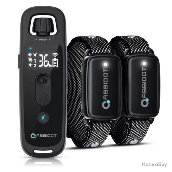 2x Colliers de Dressage Chien tanche Porte 950m - Choc, Vibration, Son, Lumire Grands Chiens Noir
