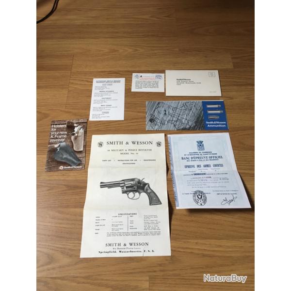 Lot document notice smith et wesson modle 10