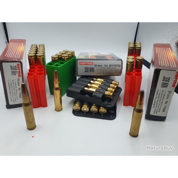 LOT DE 39 MUNITIONS CALIBRE 308WIN - SP
