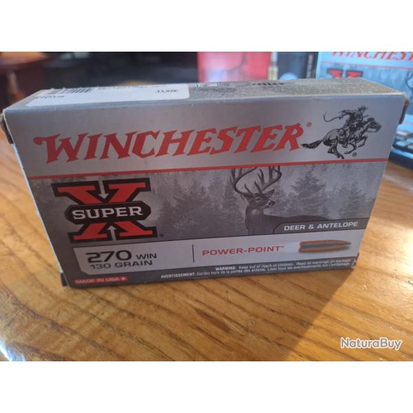 4 Botes de balles winchester super X 130gr 270 win