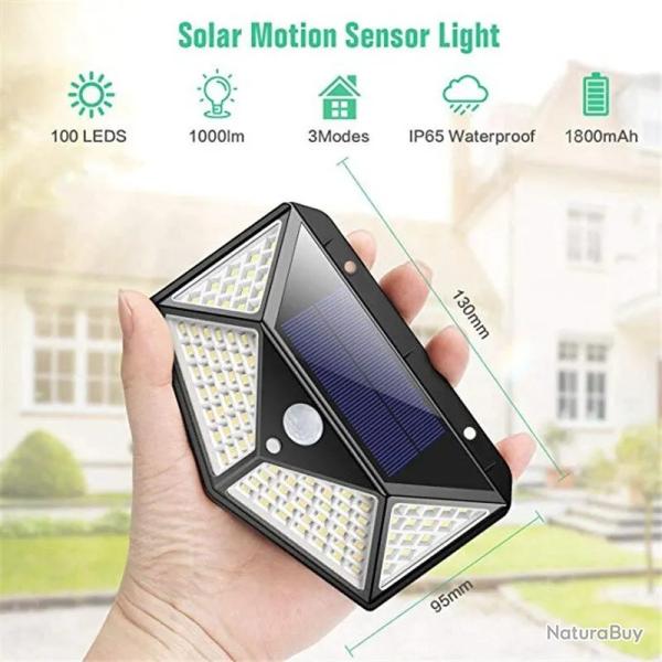 Lampe solaire LED multifonctionnelle avec d�tecteur de mouvement, lumi�re du soleil �tanche, d�corat