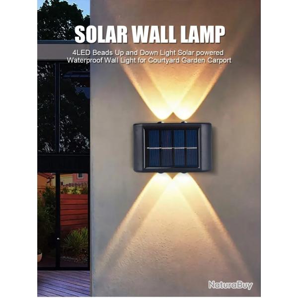 lampe led solaire 4LED Beads Up and Down Light Solar Powered Waterproof Wall Light for Courtyard Gar