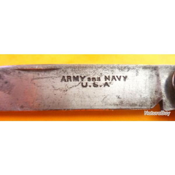 COUTEAU PLIANT CANIF NAVETTE THIERS ARMY NAVY MILITAIRE SAC WWII WW2 GI SOLDAT PAQUETAGE U S A