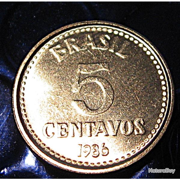 Bresil piece de 5 centavos 1986  superbe