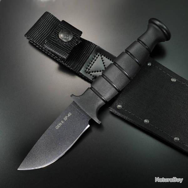 Couteau Ontario SP40 Lame Acier Carbone 5160 Manche en Kraton Noir Etui Nylon MOLLE USA ON8540