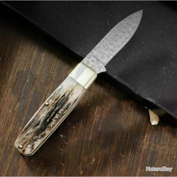 Couteau Chasse Pliant Manche Bois de Cerf - SKX INDUSTRIES