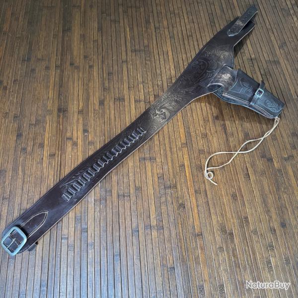 HOLSTER ET CEINTURON A CARTOUCHIRE 17 MUNITIONS CUIR DCOR WESTERN 