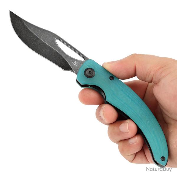 Couteau Tenable Gideon Lame Acier Nitro-V Manche en G10 Bleu Tiffany Linerlock Clip T1119A5