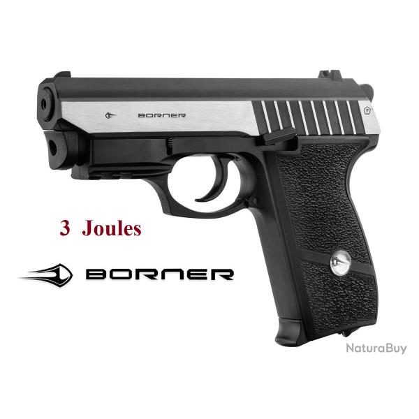 Pistolet  Borne Panther 801 Blowback full m�tal 3 Joules /  Co2  Billes Acier Cal 4.5