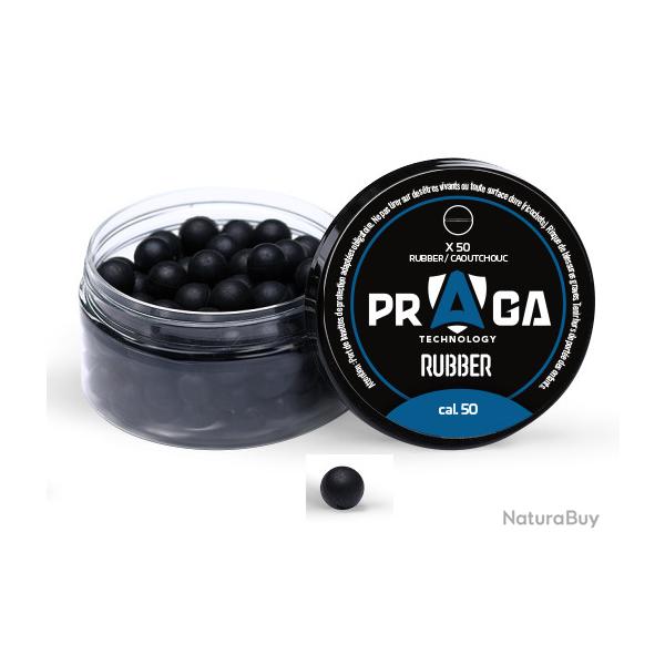 Boites de 50 Billes caoutchouc Noire  Cal. 50