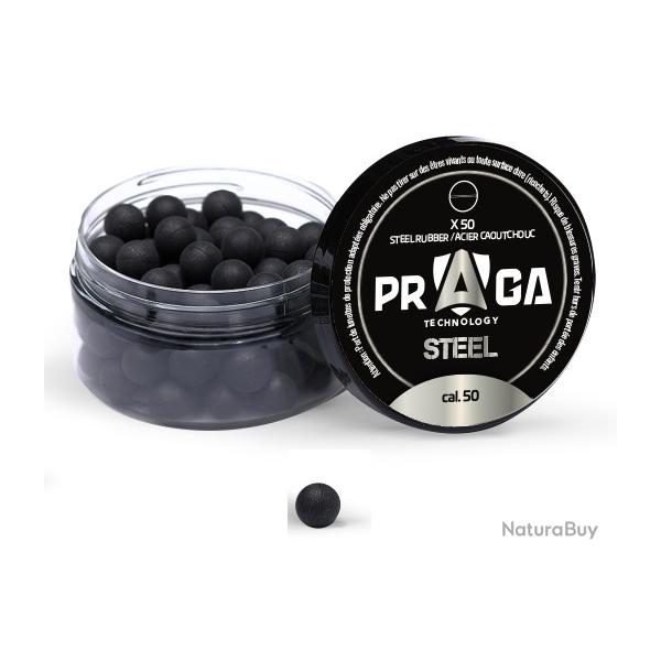 Boites de 50 Billes caoutchouc Noyau en acier Noire  Cal. 50