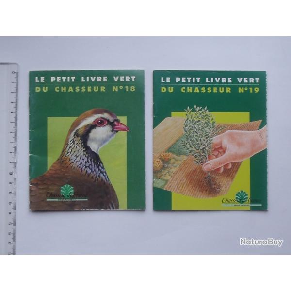 PETIT LIVRE VERT DU CHASSEUR Lot 2 diff�rents : N�18 Perdrix 1995 N�19 Am�nagement territoire 1996
