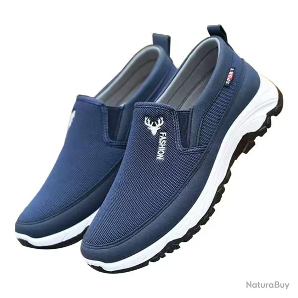 Baskets homme �t� l�g�res respirantes - Mocassins slip-on, chaussures marche randonn�e Bleu